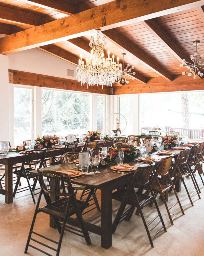 table and event setup in grand ballroom at Largo Resort in Key Largo