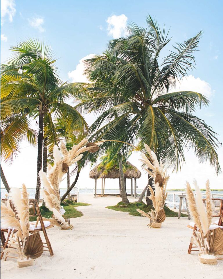 key largo beach wedding venue set up at Largo Resort overlooking ocean