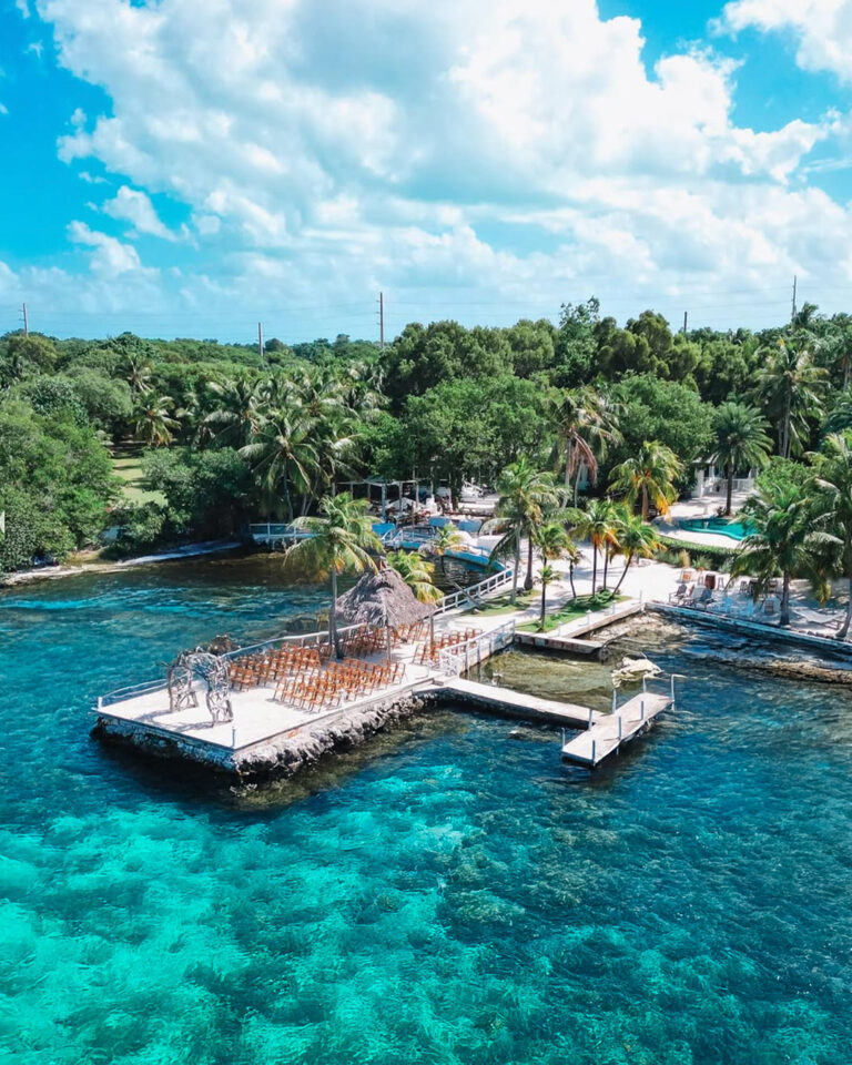 private dock and beach at Largo Resort overlooking Florida Bay