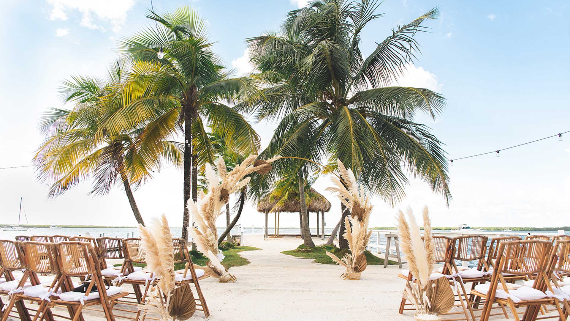 Wedding ceremony set up on the private beach at Largo Resort