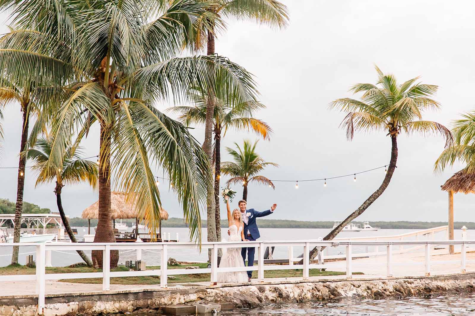 Newlyweds on the Sunset Pier over Florida Bay at Largo Resort