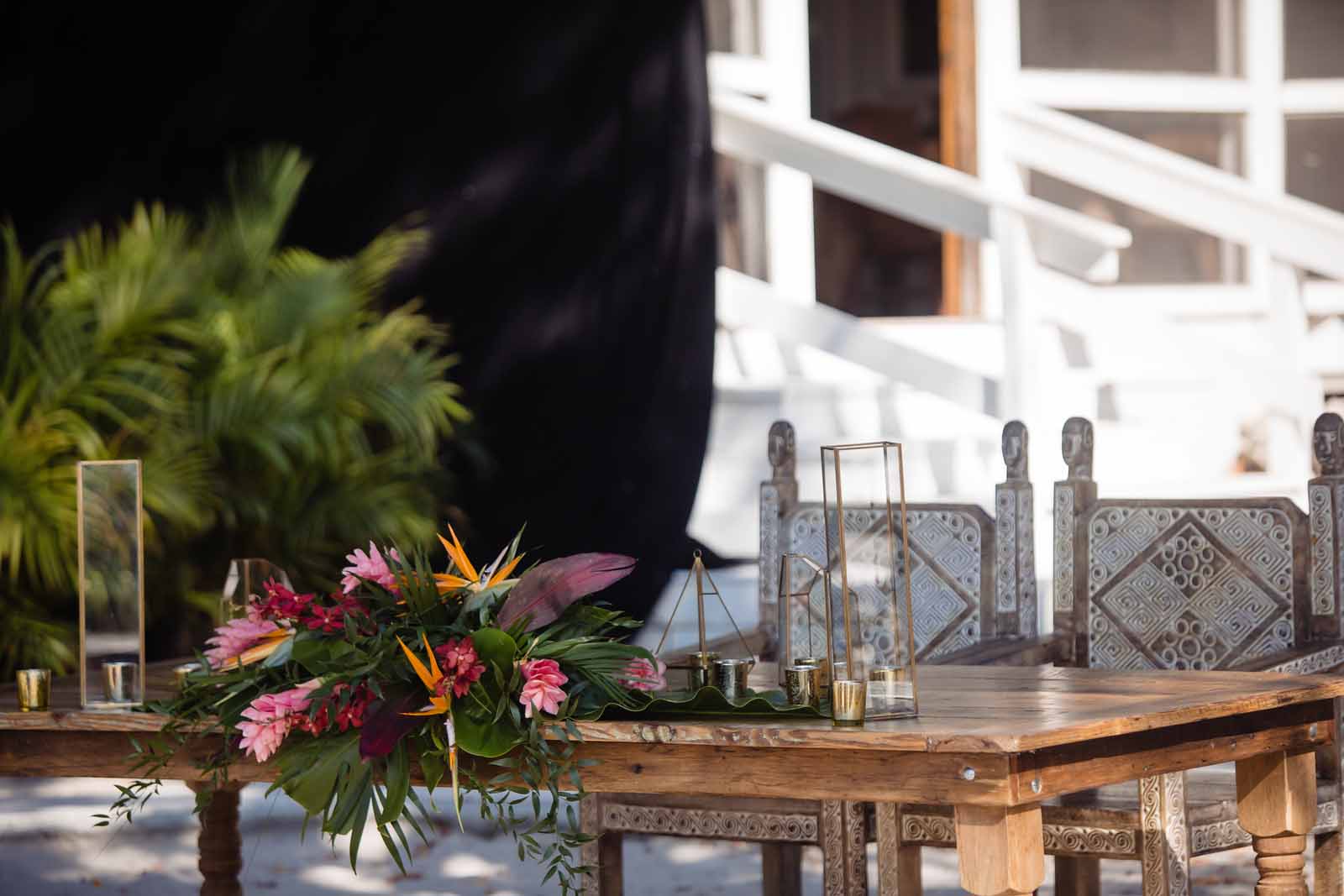 Head table at a waterfront wedding reception at Largo Resort