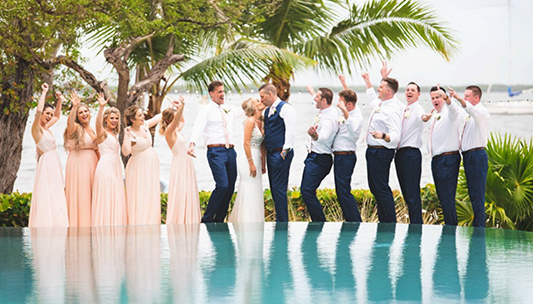 wedding party waterfront at largo resort in key largo